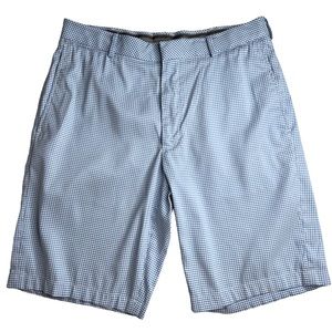 WALTER HAGEN Baby Blue Gingham Flat Front Stretch Golf Shorts Classic Preppy